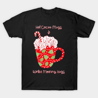 Cozy Winter Mugs on Green T-Shirt